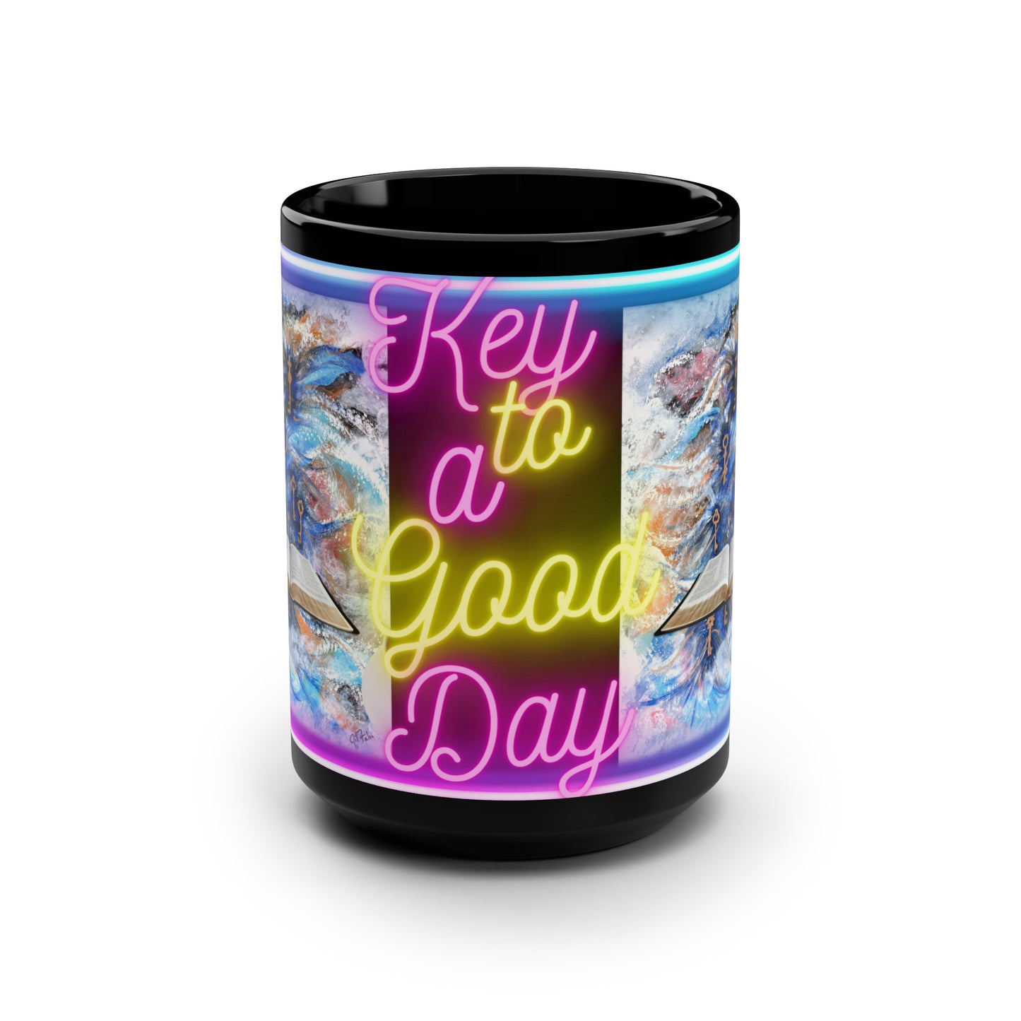 Black Mug, 15oz~Key to a Good Day, Your Bible