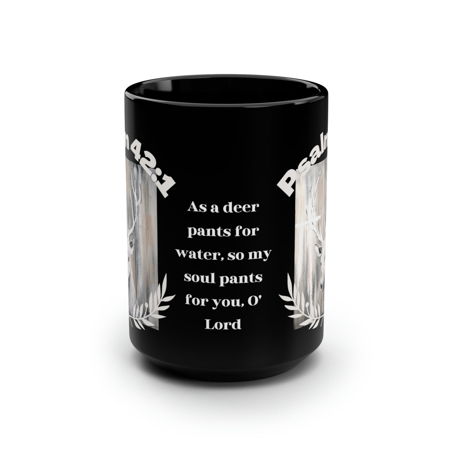 Black Mug, 15oz~Deer