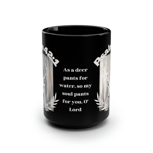 Black Mug, 15oz~Deer