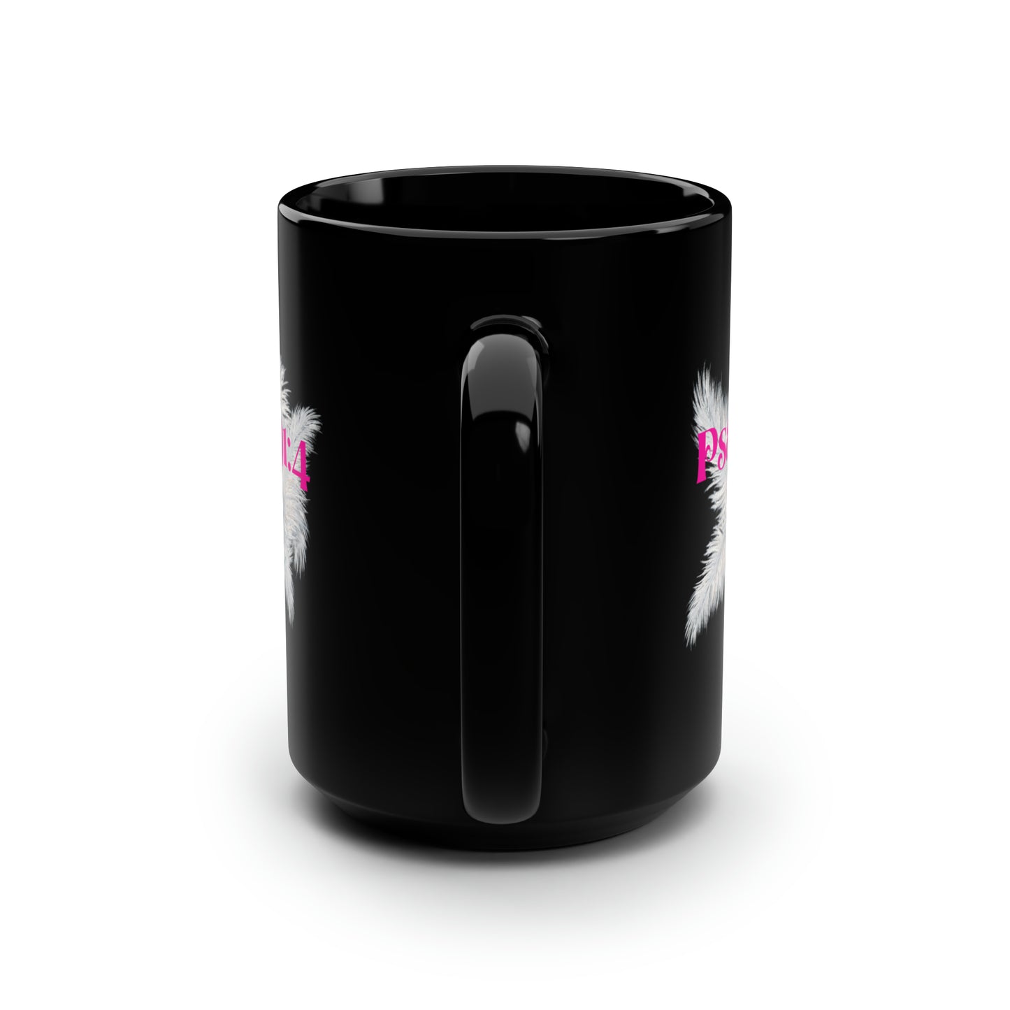 Black Mug, 15oz~Feather, Psalm 91:4