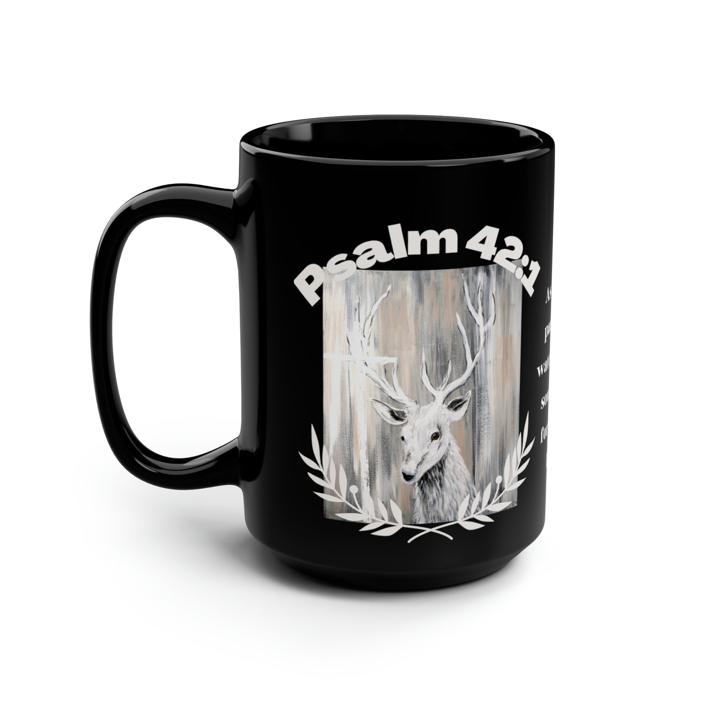 Black Mug, 15oz~Deer