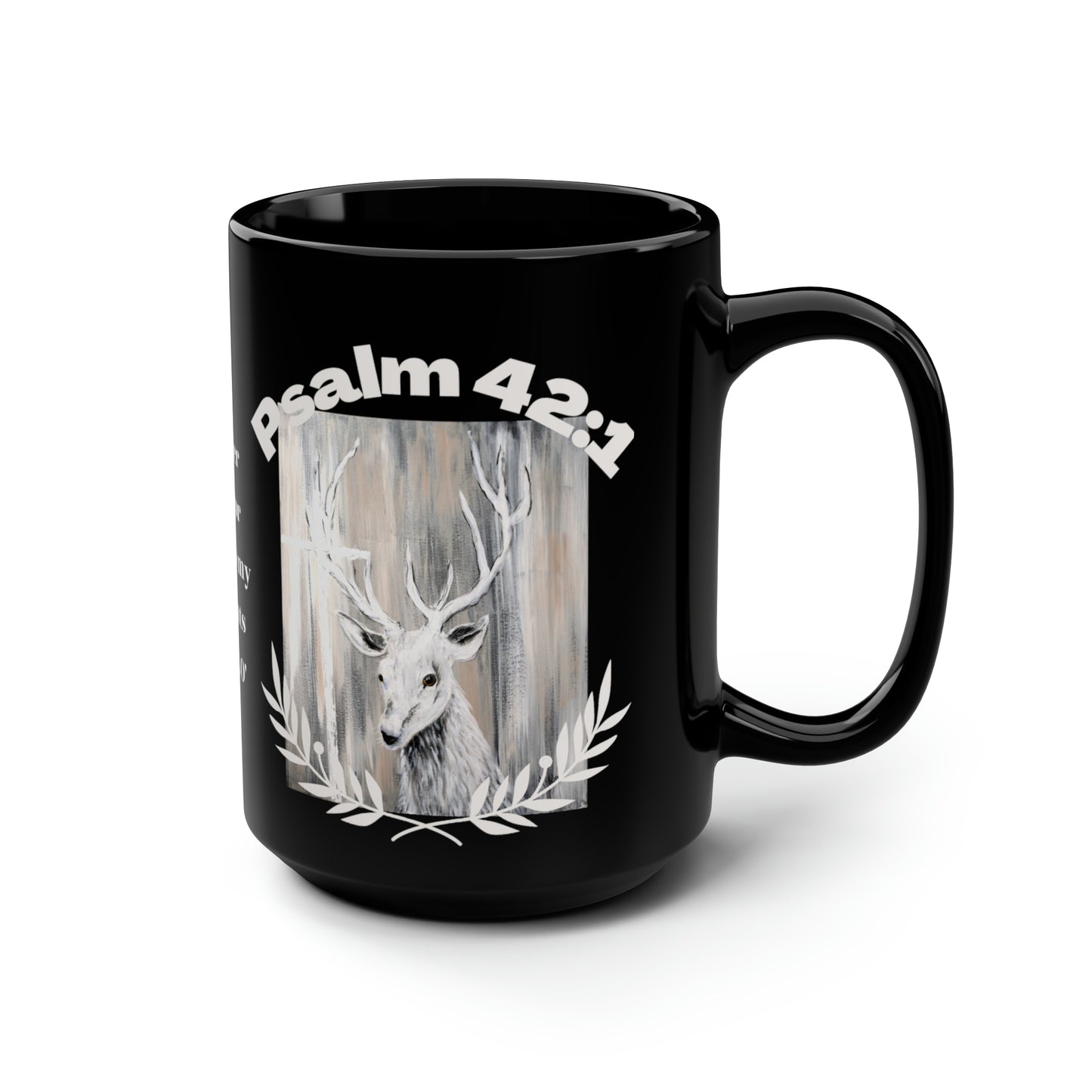 Black Mug, 15oz~Deer