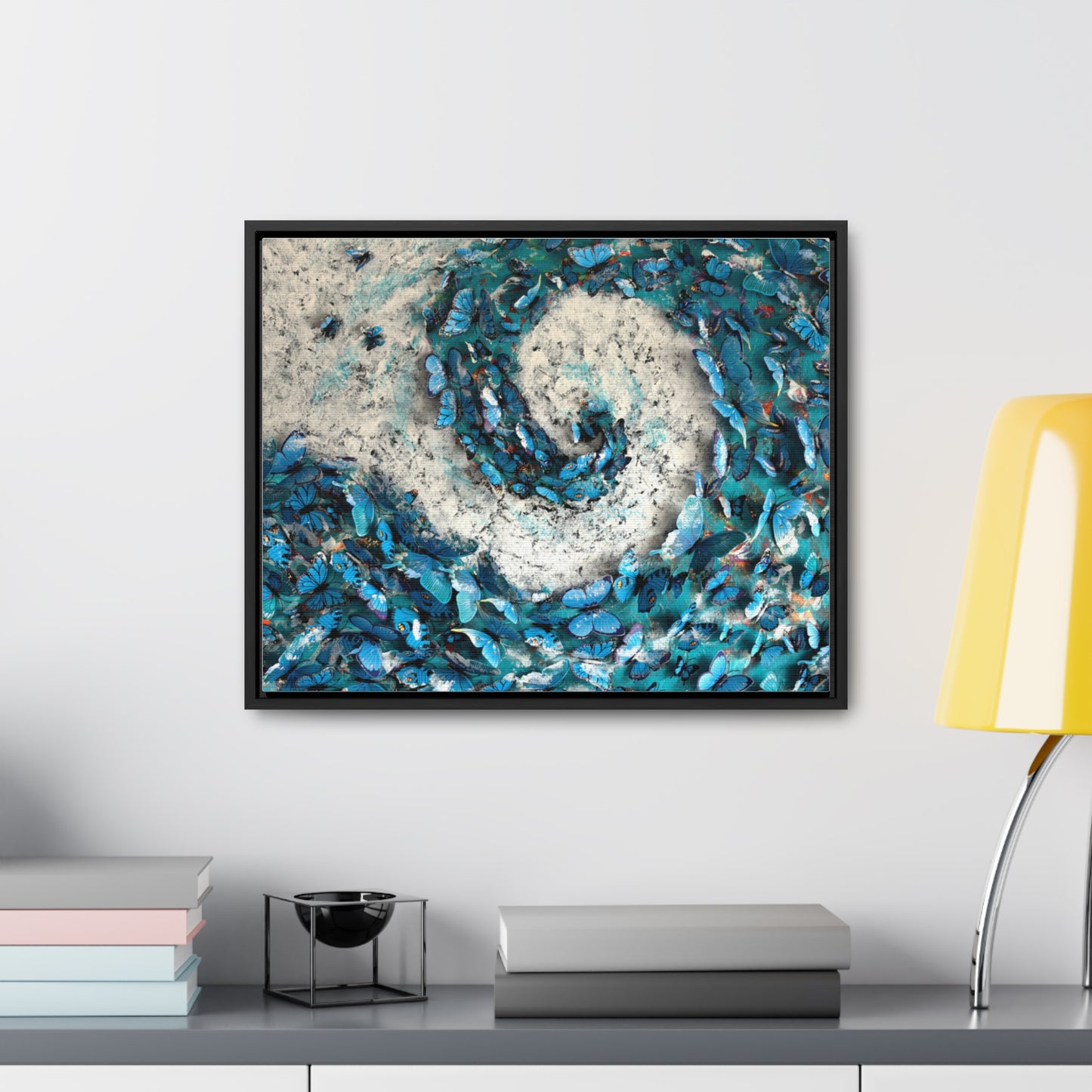 Wooden Framed Gallery Wrapped Canvas!Butterfly, Tsunami of Souls