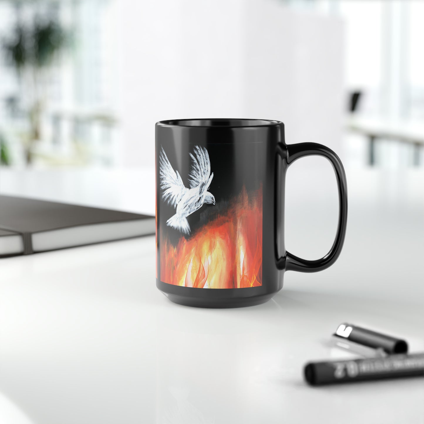 Black Mug, 15oz~Holy Spirit & Fire