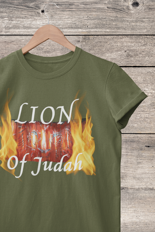 Unisex Heavy Cotton Tee ~ Fire on the Alter:Lion of Judah